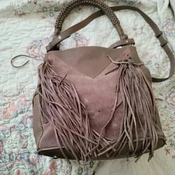 Sam Edelman ~ Monica Brown Leather and Suede Shoulder Bucket Bag